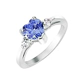 CloseoutWarehouse Simulated Tanzanite Cubic Zirconia Heart Ring Sterling Silver Size 7