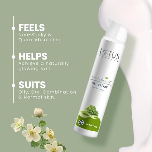 Image of Lotus Herbals WhiteGlow Skin Whitening And Brightening Gel Cream| Hydrates, Removes Dark Spots And Tanning, Gives Radiant Glow | With Niacinamide | Face Cream For Men And Women| All Skin Types | 75g Pack of 3