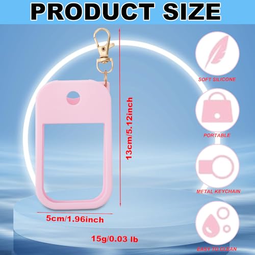2pcs Hand Sanitizer Spray Case, Thickened Protective Silicone Case Compatible with Touchland Hand Sanitizer Spray with Keychain for 1 Fl Oz Portable Accessory (Pink, Purple)2