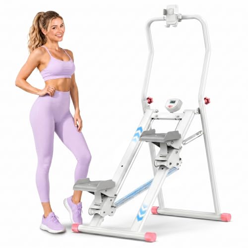 Image of EPHESPORT Stair Stepper for Home Gym, 2.0 Stair Climber with 3-Level Adjustable Resistance, Non-Slip Pedals, Digital Monitor & Phone Holder, Foldable Stepper for Legs Glutes Cardio