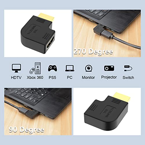 VCELINK 8K HDMI 90 and 270 Degree Angled Adapters Combo - Image 4