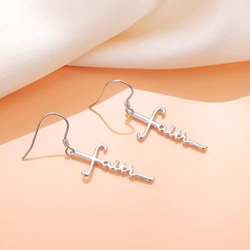 Cross Earrings 925 Sterling Silver Simple Faith Cross Dangle Earrings Religious Birthday Earrings for Women Girls Christian (Faith Cross Silver) - Image 5
