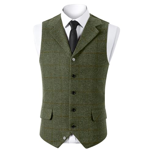 Men's Suit Vest Slim Fit Double Breasted Dress Vest Casual Business Formal Waistcoat Wool Blend Casual