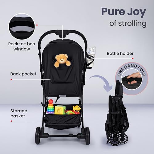 Image of LuvLap Regency Baby Stroller, Pram for 0 to 3 Years with 5 Point Safety Harness, Large Storage Basket, Heavy Duty Wheels, Easy Fold, Extendable Canopy, Multilevel Recline & Adjustable footrest