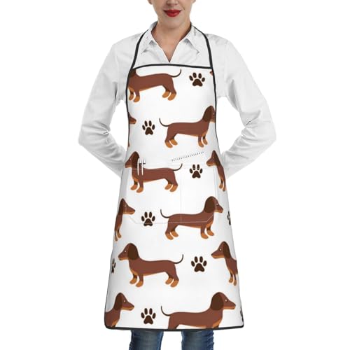 Tcoay Perro tejonero, Delantal de cocina ajustable con bolsillos, Delantales de cocina Delantal de chef impermeable Delantales ajustables con pechera