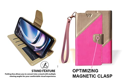 Image of SBMS Flip Cover Back Case Cover for Vivo Y27 with Magnatic Closure | Inbuilt Stand | Card & Money Pocket (Multicolor Pink)