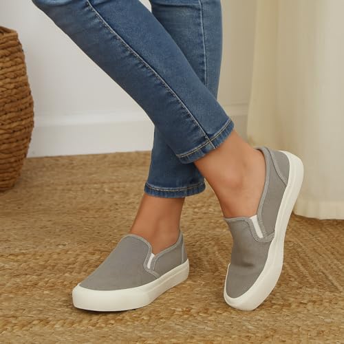 CUSHIONAIRE Fulton Canvas Womens Slip On Sneakers, Lightweight Comfortable Casual Sneakers for Women with Memory Foam2