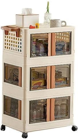 Rolling Bathroom Cart - Mobile Storage Organizer for Living Room, Kitchen, Bedroom & Entryway - Folding Trolley with Doors for Easy Access & Versatile Use