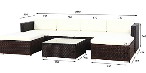 SVITA Lugano Poly Rattan Lounge Garten-Set XXL Sofa-Set Garnitur Gartenmöbel Couch-Set (XXL, Braun) - 3