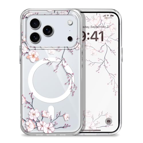 LEECG iPhone 17 Pro Max 用ケース、クリエイティブなデザインのソフトリキッドシリコン製指紋防止iPhone 17 Pro Max 用ケース、梅の花