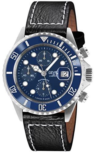 Gevril Men's Wall Street Stainless Steel Watch, Genuine Italian Leather Strap, Silver