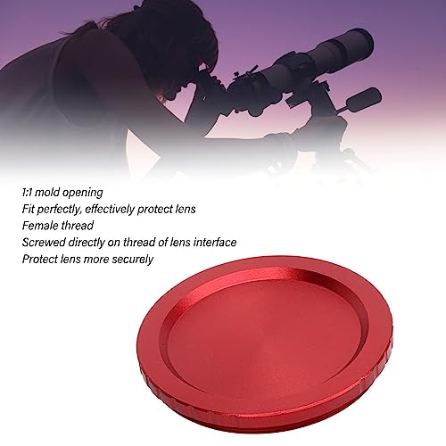 FLEXMAN Telescope Lens Cap, Practical Use Aluminum Alloy Lens Cap Cover, Astronomical Accessories for Photographic Shooting, Red (M48*0.75)