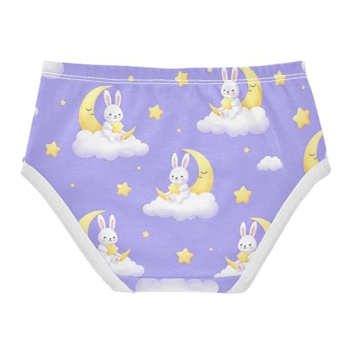 Cute Bunnies Moons Clouds Purple Little Girl Panties Girls Underwear Toddler Cotton Personalized Underpants Briefs 2t2