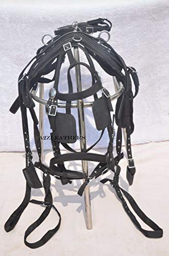 Leather Ride Leather Driving Harness Designer Leather Carved for Single Horse Cart- Red