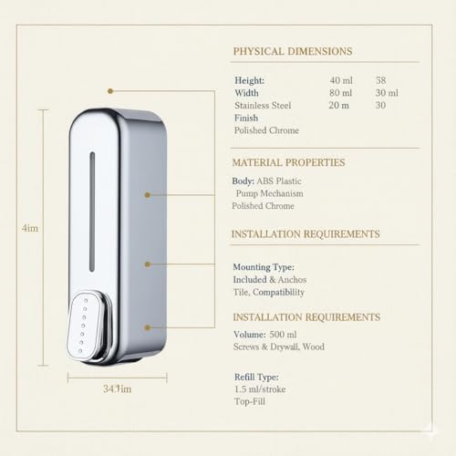 Image of Liquid Soap Dispenser Wall Mounted for Bathroom & Wash Basin | Handwash Bottle Holder, Shampoo & Sanitizer Dispenser for Kitchen, Toilet & Shower Use Sweetcrispy (Pearl Chrome) (350ML)