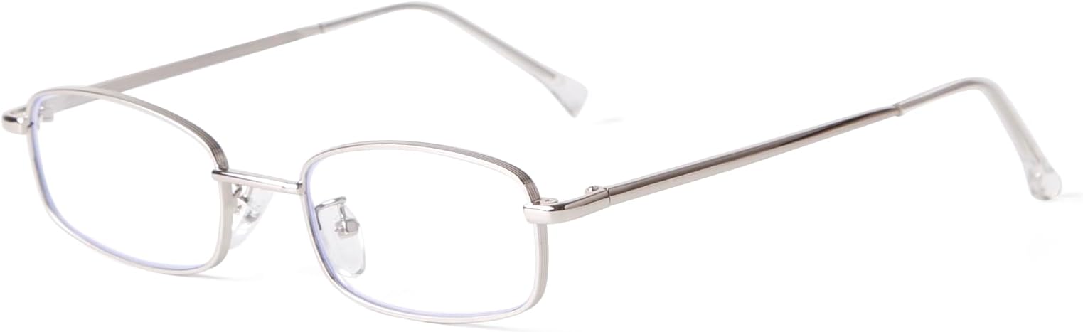 Fashion Glasses for Woman Men, Y2k Rectangle Blue Light Glasses 90s Metal Gold Silver Black Fake Glasses