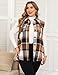 ZOMVA Plus Size 1X-5X Women's Flannel Plaid Long Vest Button Down Sleeveless Jacket Shacket Coat Casual Fall Fashion Outfits, Brown, 3X