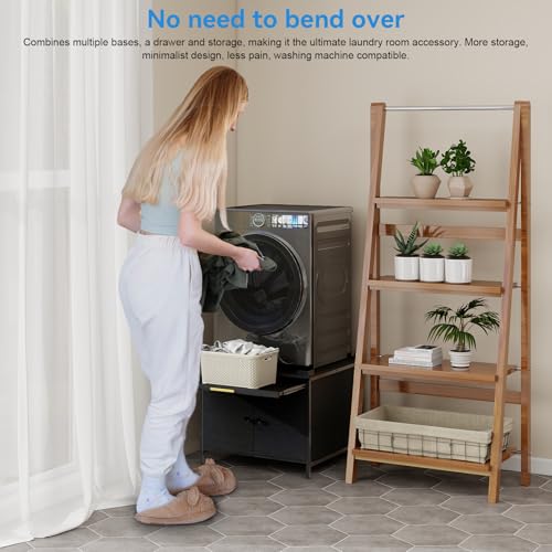 Image of ZealWe 24 inch Laundry Pedestal for Washer and Dryer,700LBS Capacity,Black | 4 Anti-Tipping Panel Corner Universal Washing Machine Stand with Adjustable Feet ,Fit Anti-Vibration Design, Black