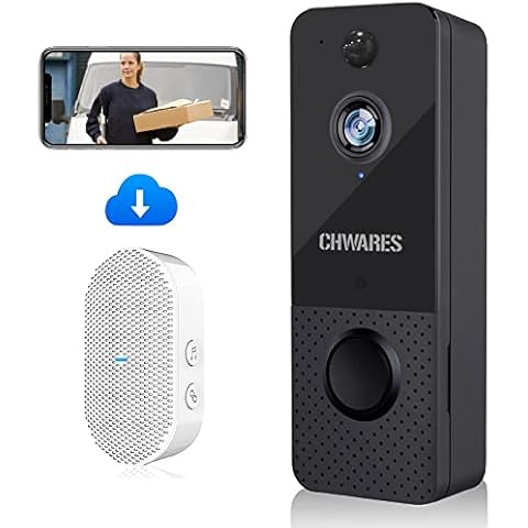 CHWARES Wireless Doorbell Camera with Chime, Smart Video Doorbell Camera 1080p with Free Cloud Storage, WiFi Camera Door Bell with PIR Motion Detection, 2-Ways Audio, Night Vision, 166°Wide Angle Cover