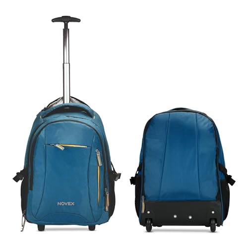 Image of NOVEX Pacific 35 Litre Water Resistant Laptop Trolley Bags for Travel with 3 Compartments 15.6 inch Roller Case for Office Travel Bag for Men & Women | 2 Wheels Trolley Backpack Laptop