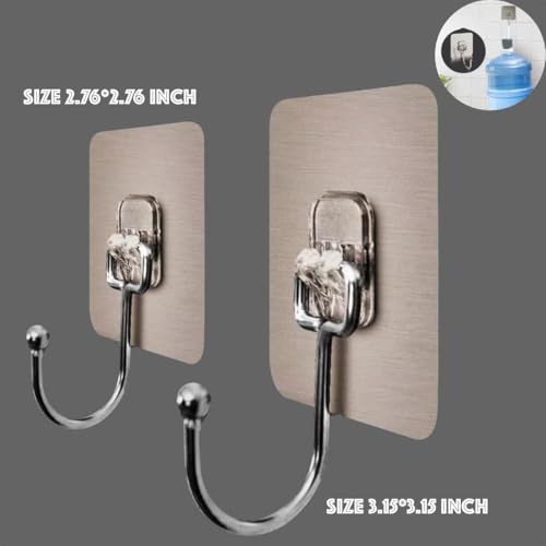 Image of Self Adhesive Heavy Duty Wall Hooks for Hanging Transparent Stainless Steel Waterproof Hooks for Kitchen, Bathroom, Home & Office (Gold Kadi Hook)
