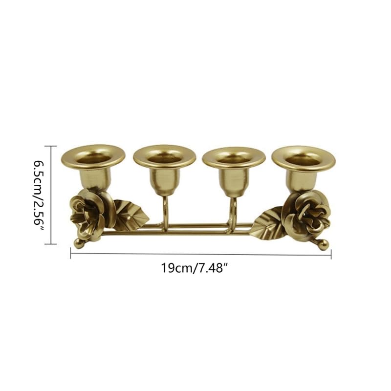 Candeliere in ferro battuto a 4 bracci, ornamenti per candelieri floreali per tavolo da pranzo nuziale, cena romantica, decorazioni per la casa (fiore in tessuto)