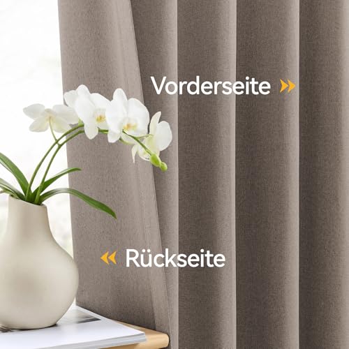 Rideau opaque thermique marron clair aspect lin isolant pour le salon