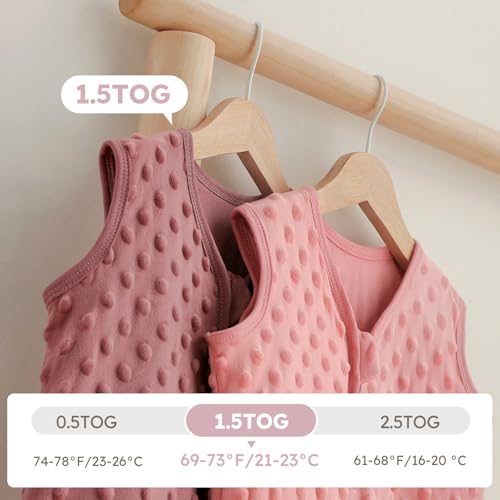 Image of Yoofoss Fleece Baby Sleep Sack 0-6 Months with Plush Dots, TOG 1.5 Baby Wearable Blanket with 2-Way Zipper, Cotton Toddler Sleep Sack Fleece