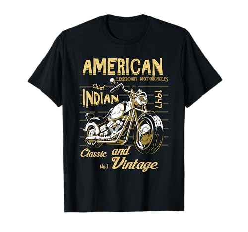 Retro Vintage Amerikanisches Motorrad Indianer für alte Biker Geschenke T-Shirt