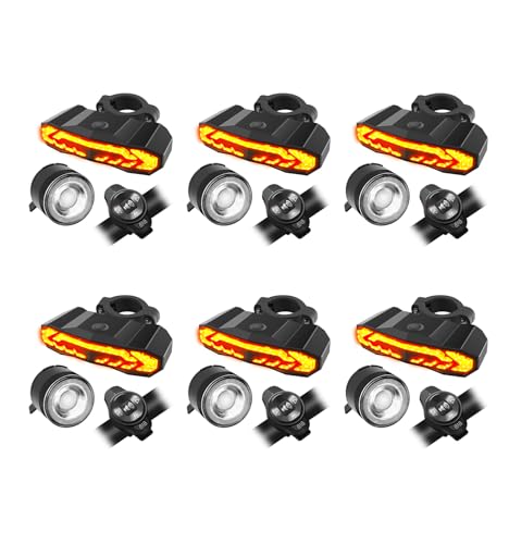 6PK Bike Headlight and Taillight, NineLeaf Bike Lights Front and Back with Turn Signals, Front and Rear Bike Lights Set, USB Rechargeable IP66 Waterproof for All Bicycles, Road, Mountain, Night Riding