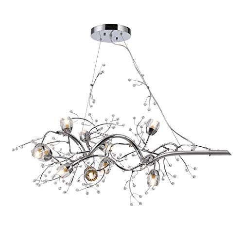 Decomust® 40 Inch,12 Light Oval Shaped Tree Twig Branch Flower Crystal Chandelier Light In Chrome Finish With Crystal #TOP5