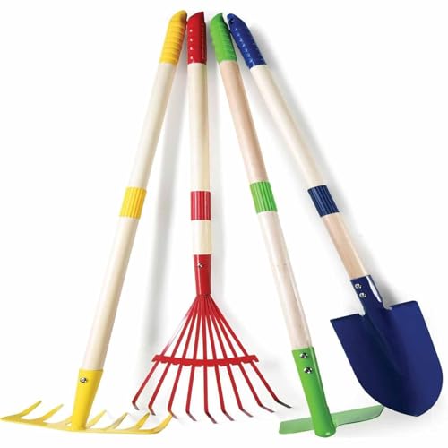 4 mini-outils de jardinage Sharplace avec râteau et houe compacts - 8