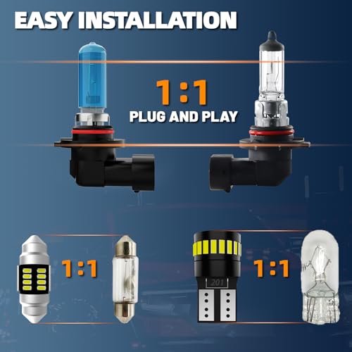 Image of Headlight Bulbs Interior Light Kit Fit For Toyota Corolla 2004-2013, High Low Beam Light Bulb Combo + Interior Bulbs Package + License Plate Lights, Pack of 10