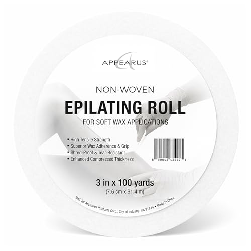 APPEARUS Non-Woven Waxing Roll - 90 GSM Heavy Duty Hair Removal Strips for Professional Estheticians - 3 Inch x 100 Yard Tear-Resistant Depilatory Paper for Salons