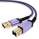 Brother Printer Cable 6ft, USB A to B 2.0 High-Speed Braided Nylon Scanner Printer Cord for HP, Canon, Dell, Epson, Xerox, Samsung, MIDI Cable for Digital Piano MIDI Controller
