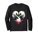coppia di cigni a forma di cuore – retro cute swans san valentino amante maglia a manica