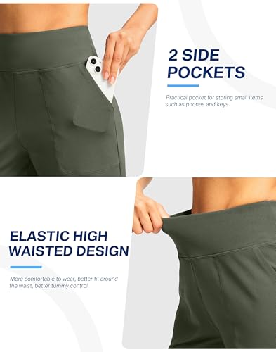 Image of G Gradual Women's Athletic Shorts 6 inch High Waisted Stretchy Bermuda Shorts for Women Quick Dry Summer Casual Shorts