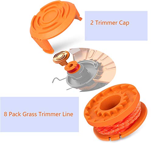 Trimmer Spool Line For Worx，Edger Spool Compatible With Worx Trimmer Spools Weed Eater String,Trimmer Line Refills 0.065 Inch For Electric String Trimmers，Weed Wacker Spool Replacement Parts #TOP2