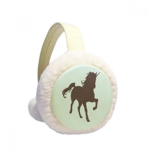 Orejeras de invierno con patrón de unicornios negros silueta y felpa plegable