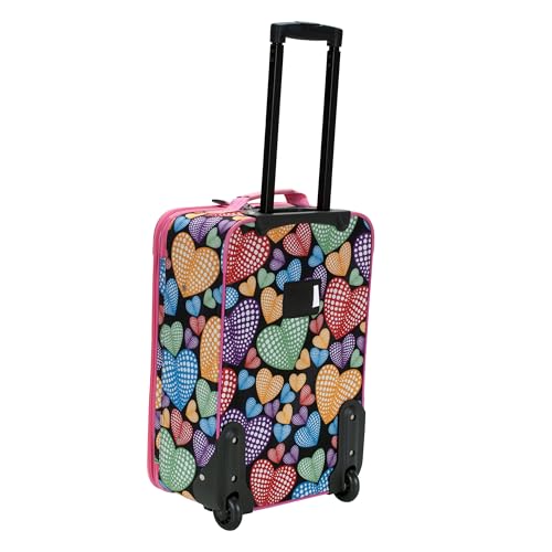 Image of Rockland Fashion Softside 2 Piece Luggage Set, Expandable, (14 inch Tote /19 inch Upright), New Heart