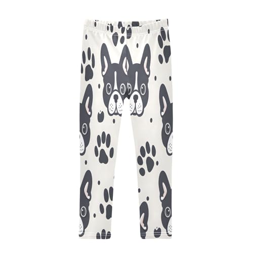 Toddler Girls Leggings Printed Yoga Pants Leggings Black Dog Footprint for Kids