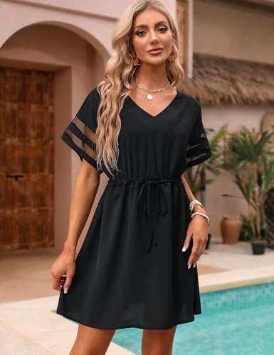 BMJL Womens Swimsuit Coverup Beach Dress V Neck Chiffon Bathing Suit Cover Ups Swimwear4