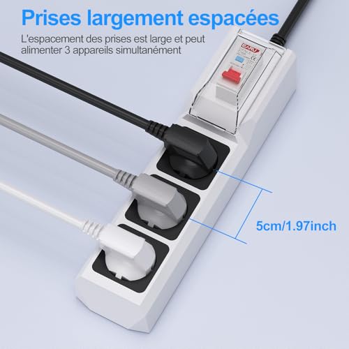 Multiprise disjoncteur différentiel 30mA BEVA bloc parafoudre étanche pour outils - 5