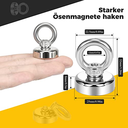 Wukong 12 Pack Magnet Hook,19kg Pulling Force Powerful Round Neodymium Fishing Magnet Heavy Duty Magnetic Hooks Diameter 0.98 inch(25mm) - Image 2