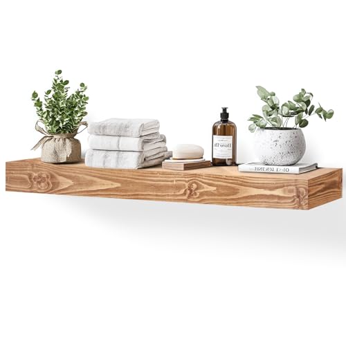 YLYHSST 48x3x7in Solid Wood Floating Shelf – Wood Natural Wall
