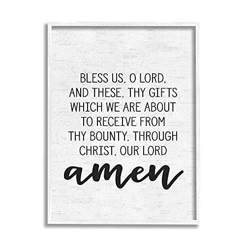 Stupell Industries Bless Us O Lord Before Meal Prayer Subtle Birch Typography, Design By Lettered And Lined White Framed Wall Art, 11 X 14 #TOP9