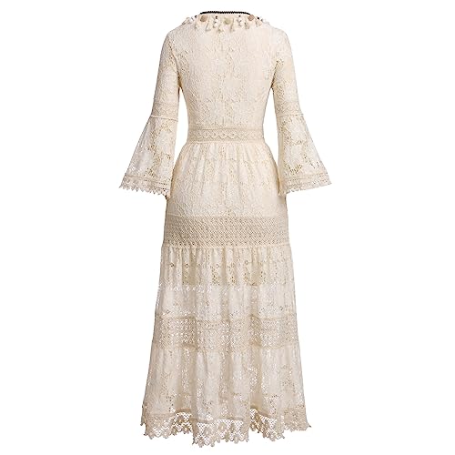 Vestido de encaje bohemio largo y túnica playera sin mangas para mujer 2