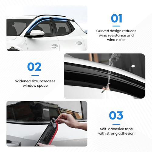 Image of Santa Cruz Rain Guards - Window Visors for Hyundai Santa Cruz 2022-2026, Out-Channel Side Window Rain Guards for Santa Cruz, 4PCS, Black, Car Accessories