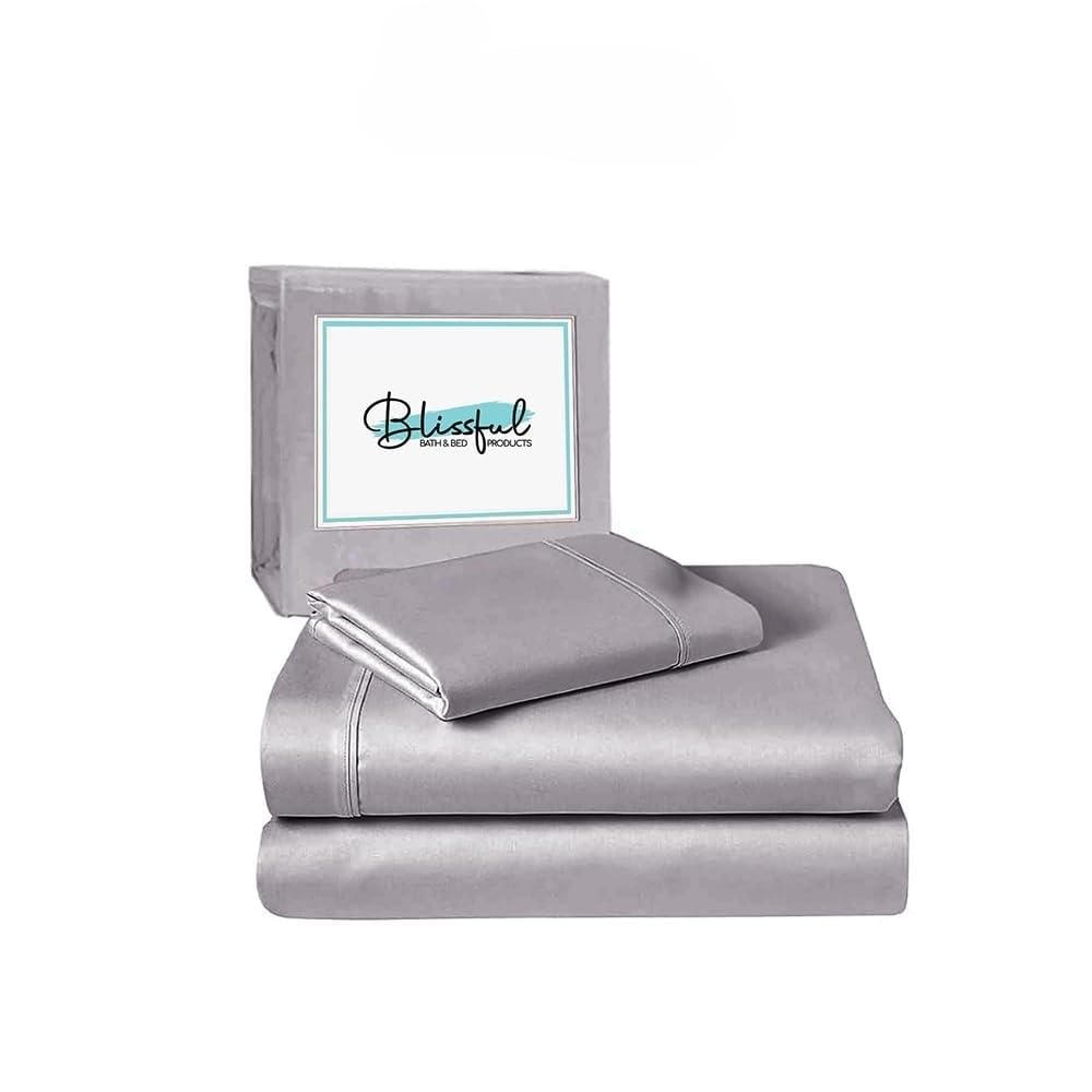 Blissful Solid Grey Bed Linen Set – 100% Cotton – Super King Size – Includes 1 Duvet Cover, 1 Bedsheet & 2 Pillowcases – Soft, Breathable & Long-Lasting Bedding for Home or Hospitality Use