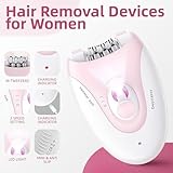 Epilator for Women, Cordless Rechargeable Hair Removal Device, with LED Light & 2 Speeds, Electric Trimmer Tweezer for Face Legs Arms Underarm Armpit Bikini, Pink Mini Epilator Shaver for Travel - Image 2